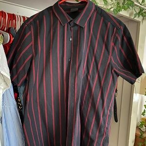 asos black and red striped shirt cutoff sleeves